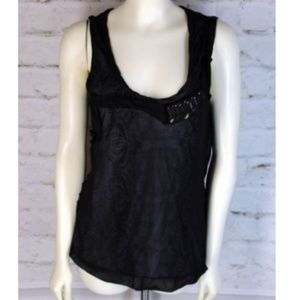 CAbi || Solid Black Detailed Ruffle Tank Top